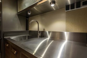 stainless steel sink in a beautiful kitchen