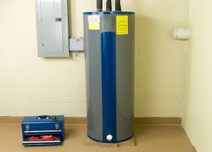 energy saving water heater in basement of a new home