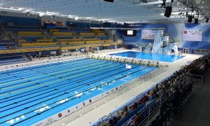 a swimming pool featured in the toronto pan am games is visible, it required commercial plumbing installation services