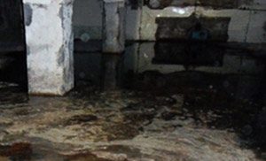 basement of a toronto home with clear signs of flooding